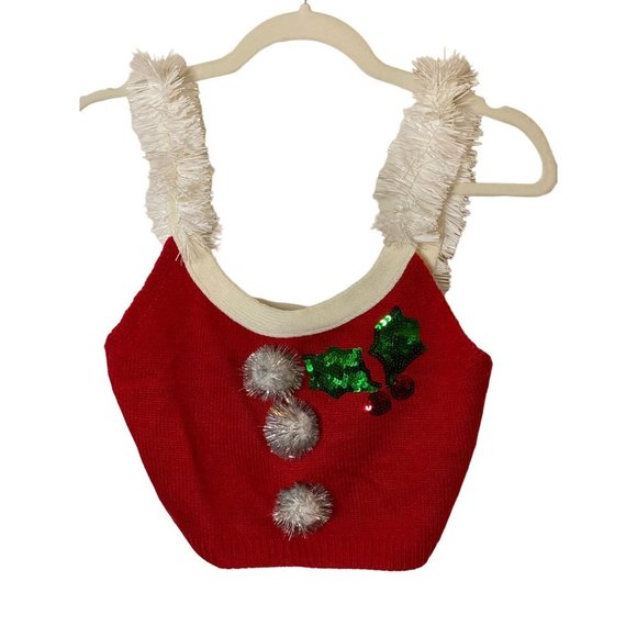 New Ladies‎ Juniors Teen Love on a Hanger Christmas Sweater tinsel tank Sz S - Picture 1 of 7